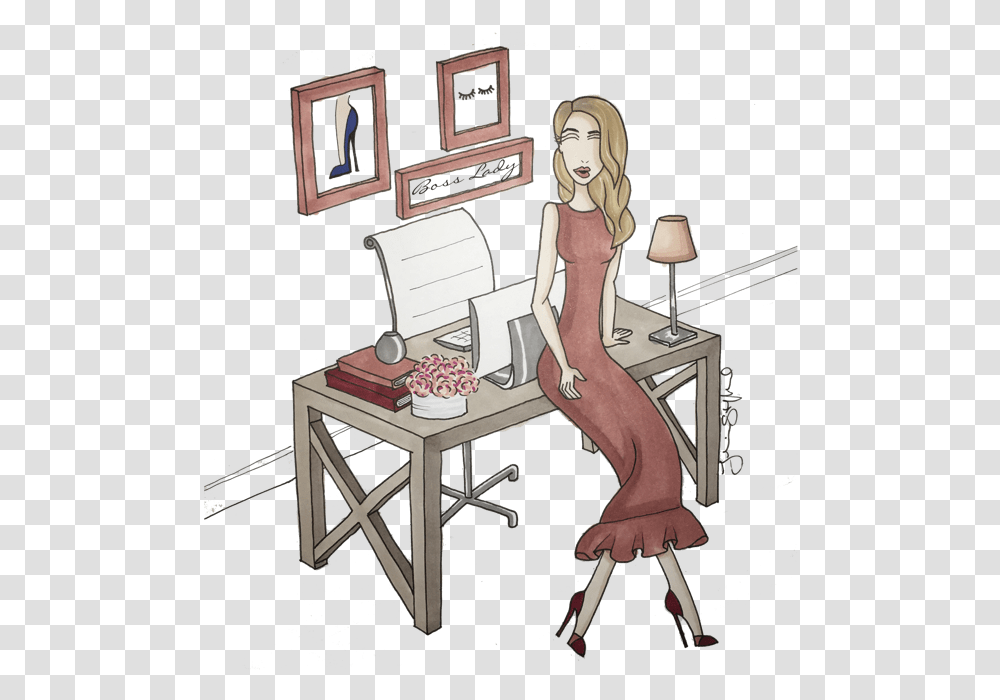 Glam Meets Girl Writing Desk, Furniture, Person, Table, Electronics Transparent Png