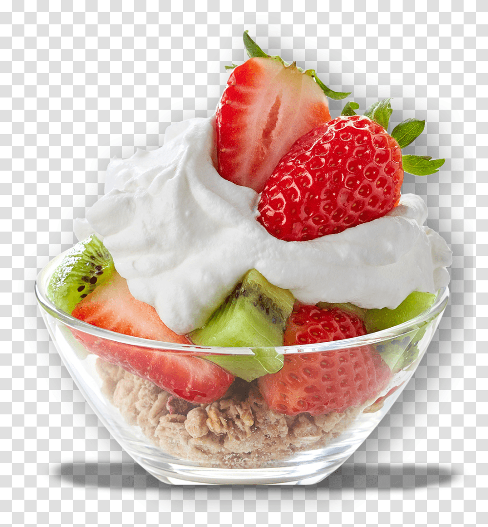 Glas Fruit Whip Strawberry Kiwi Strawberries And Kiwis With Cream, Dessert, Food, Creme, Plant Transparent Png