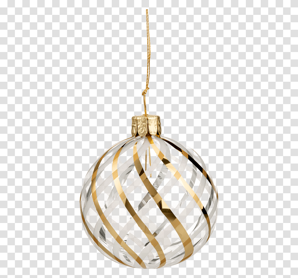 Glass Bauble Clear With Gold White Net Pattern 6 Cm Gold Bauble, Ornament, Wristwatch, Light Fixture, Lighting Transparent Png
