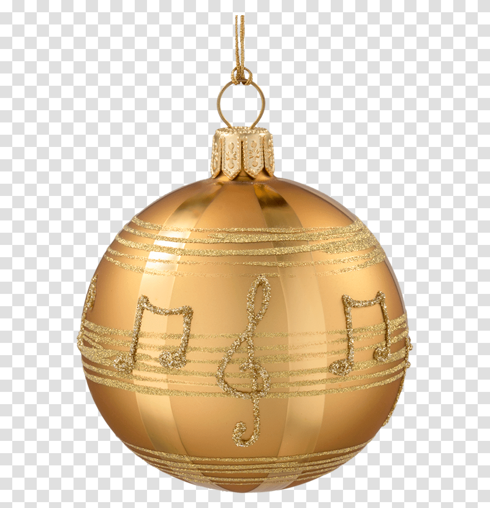 Glass Bauble Gold Coloured With Musical Notes 8 Cm Notas Musicales Navidad, Ornament, Lighting, Jar, Lamp Transparent Png