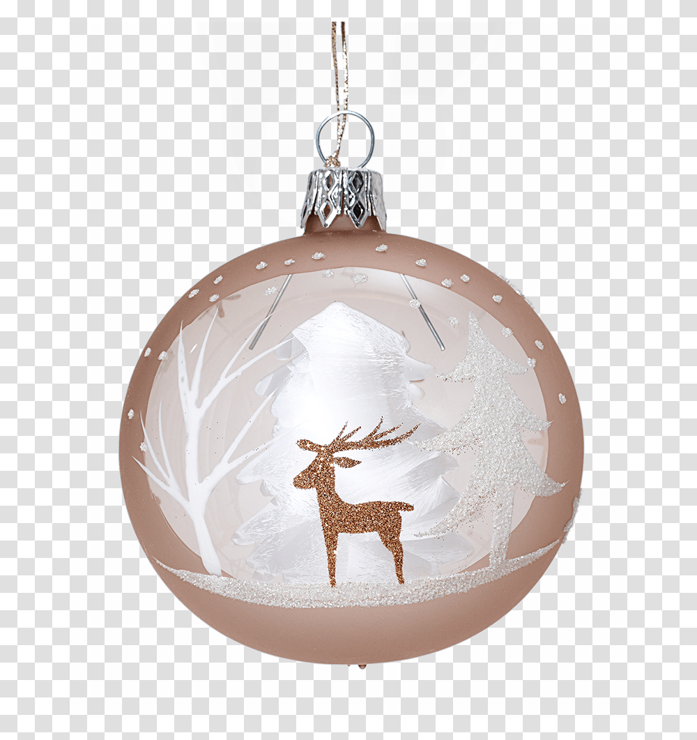 Glass Bauble Light Brown With Winter Forest 7cm Christmas Ornament, Pendant, Antelope, Wildlife, Mammal Transparent Png