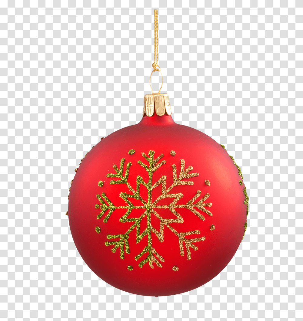Glass Bauble Red With Green Snowflake 7 Cm Christmas Ornament, Pattern Transparent Png