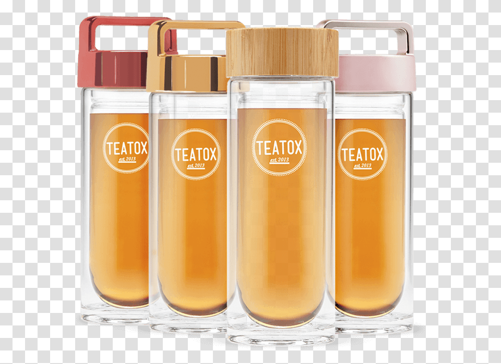 Glass Bottle With 2in1 Infuser And Bamboo Lid For Tea Water Bottle, Beer, Alcohol, Beverage, Drink Transparent Png