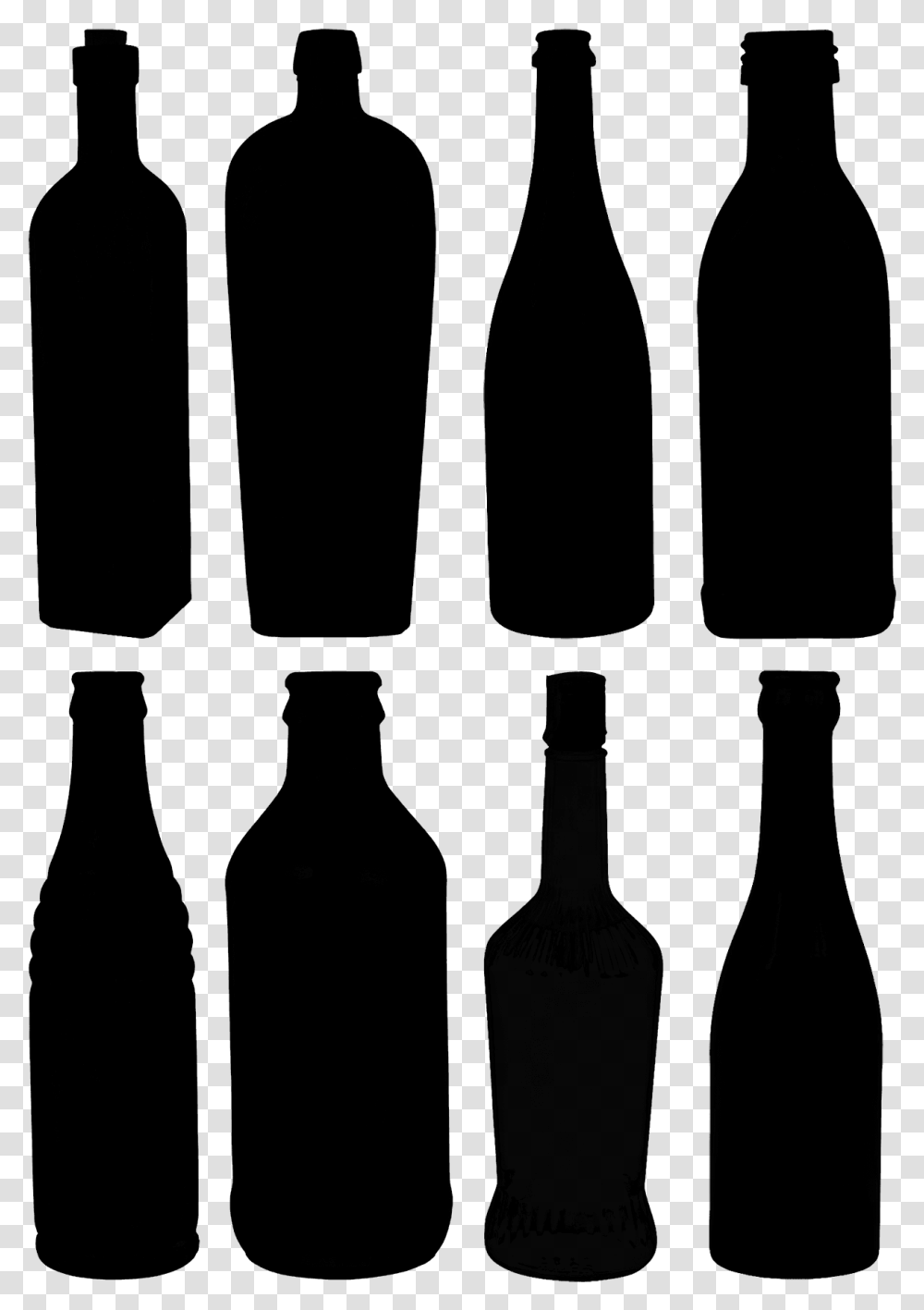 Glass Bottles Silhouette Bottle Wine Silhouette, Gray, World Of Warcraft Transparent Png