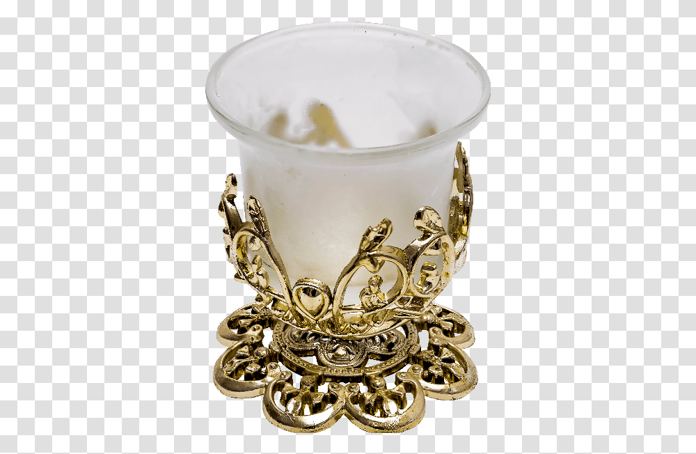 Glass Candle Holder With Gold Ornaments Isolated Glass Candles, Accessories, Accessory, Jewelry, Goblet Transparent Png