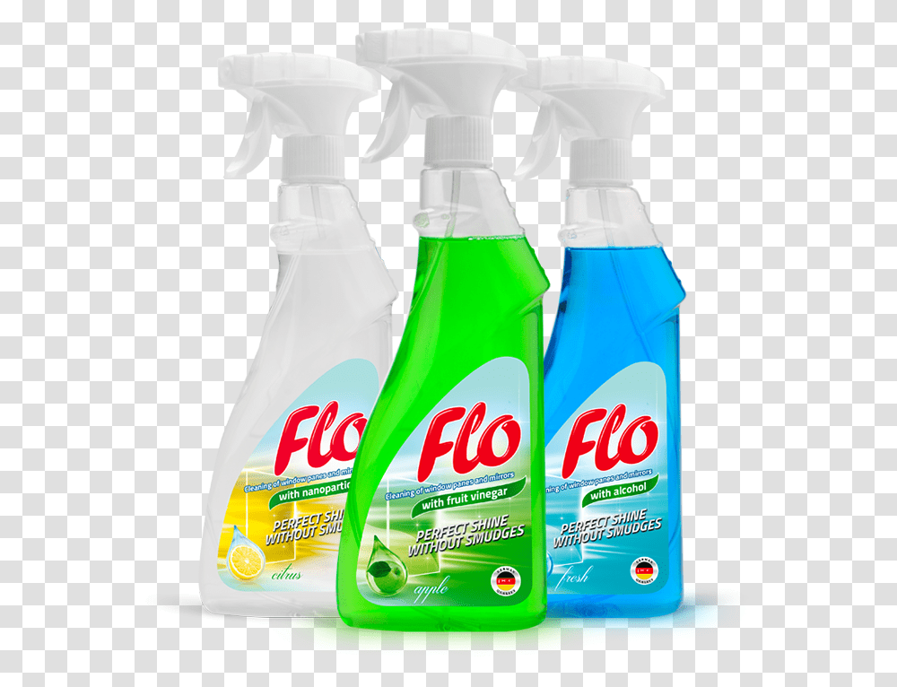 Glass Cleaner Flo Cleaning Liquid For Window Panes Flo Cleaner, Bottle, Label, Shampoo Transparent Png