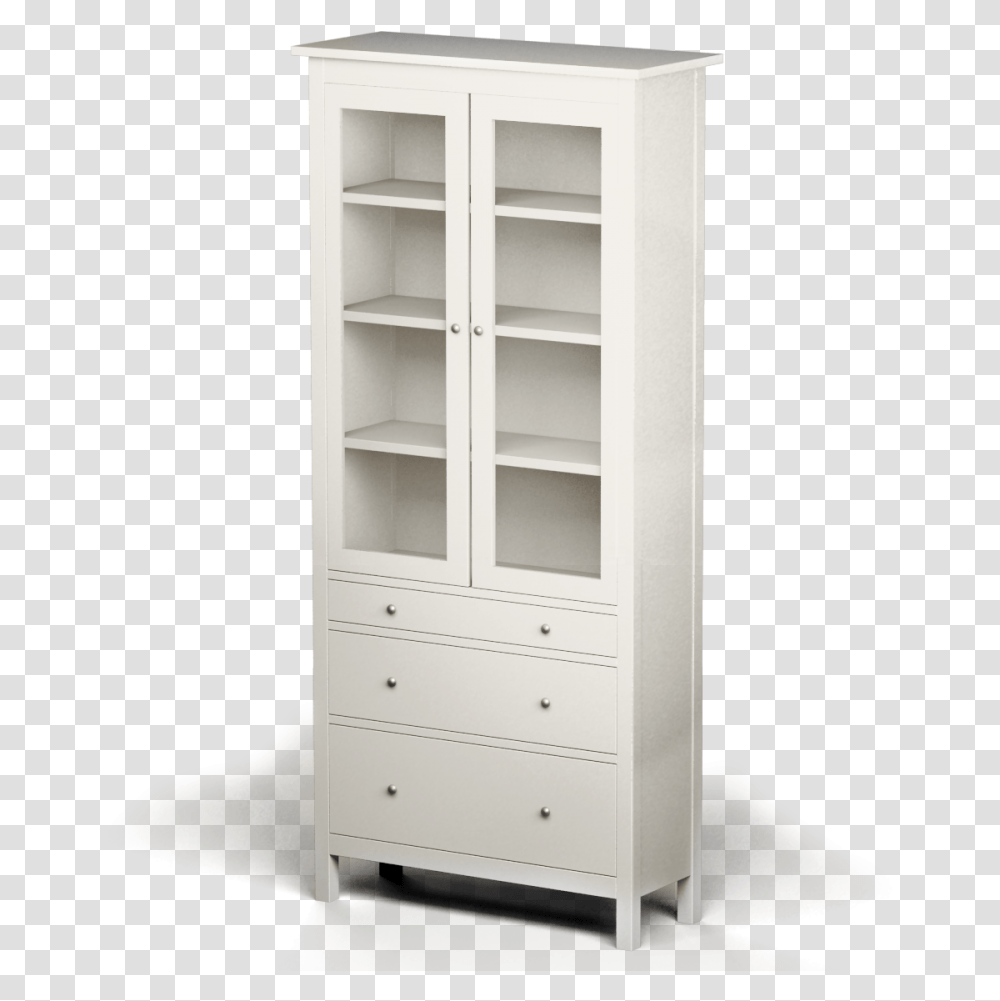 Glass Door Cabinet With Four Drawers3d ViewClass Hutch, Furniture, Bookcase, Shelf, Cupboard Transparent Png