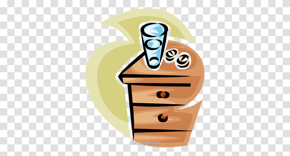 Glass Of Water And Two Pills Royalty Free Vector Clip Art, Furniture, Cabinet, Drawer, Dresser Transparent Png