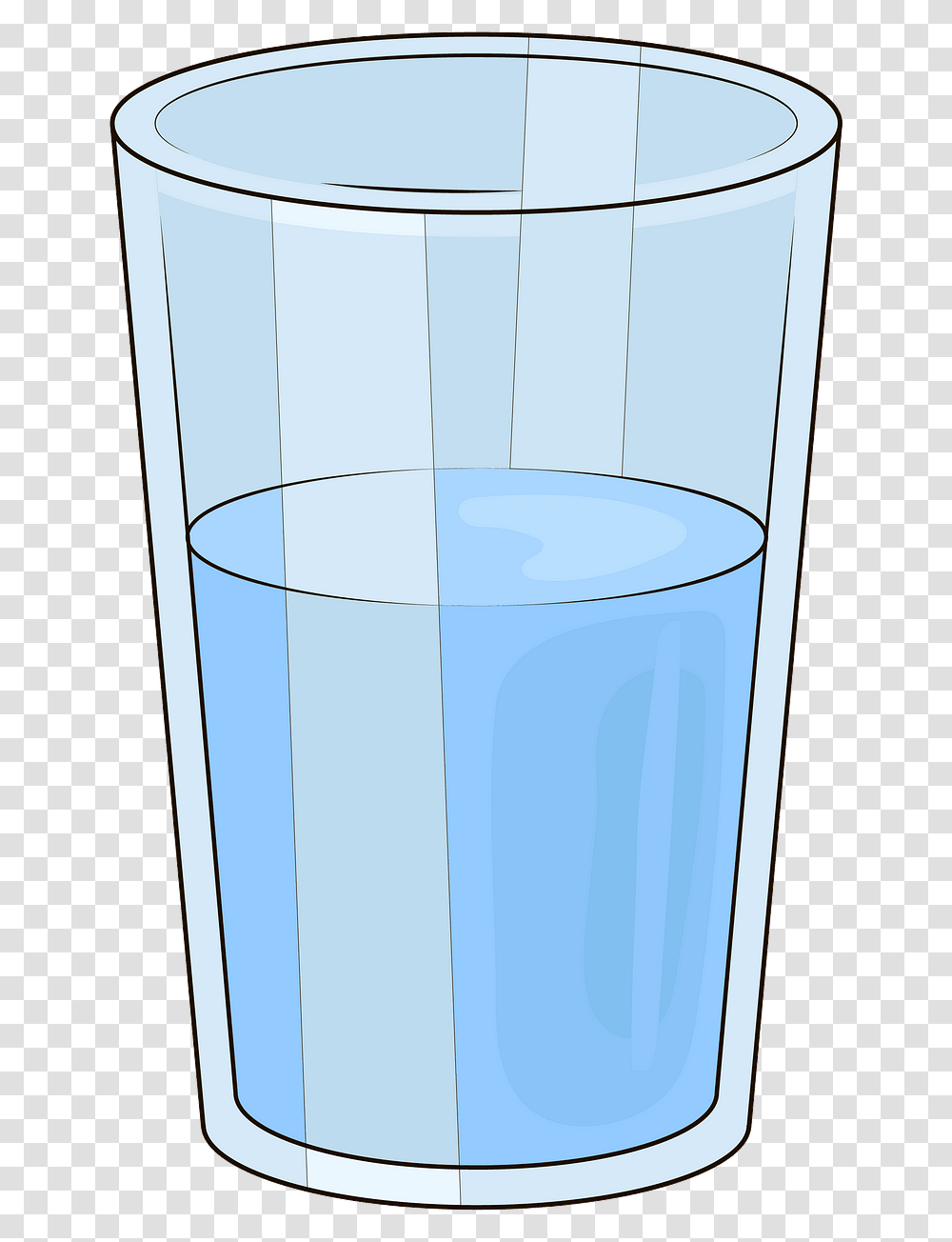 Glass Of Water Clipart Tumbler Pint Glass, Cup, Cylinder, Beverage, Drink Transparent Png
