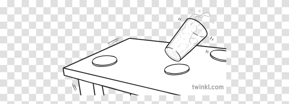 Glass Of Water Falling Black And White Line Art, Can, Tin, Table, Furniture Transparent Png