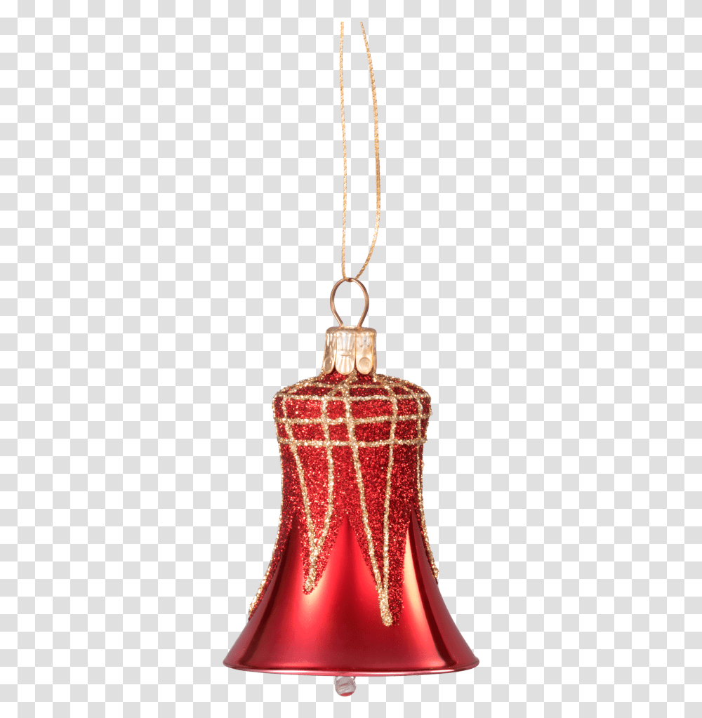 Glass Ornament Red Bell With Glitter Roof Chain, Lamp, Plant, Lampshade, Ceiling Light Transparent Png