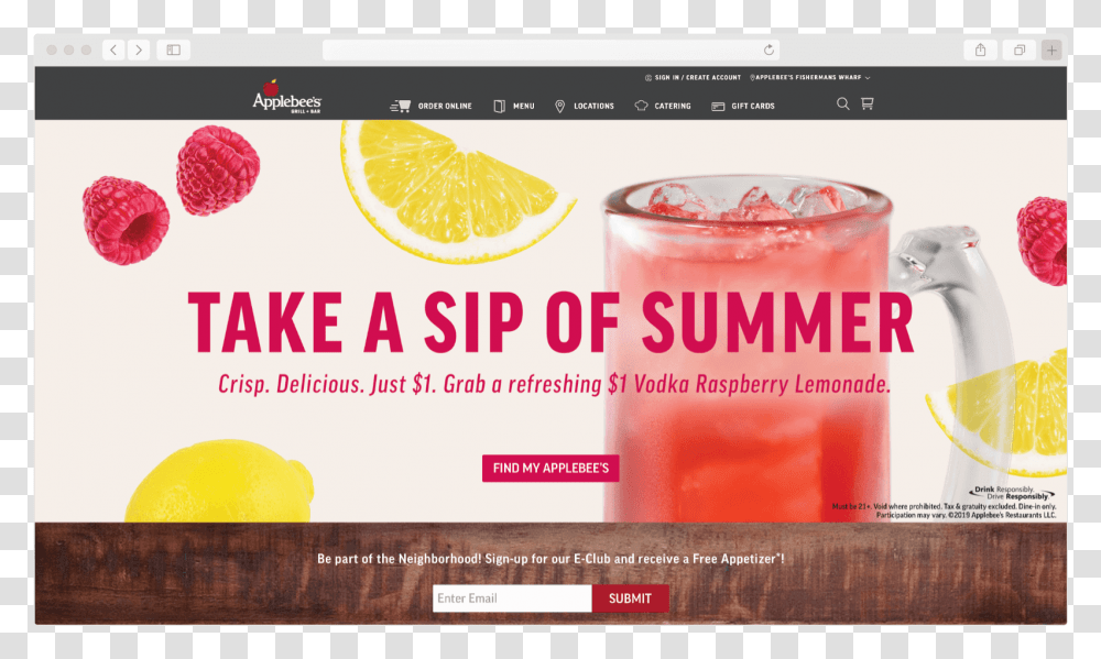 Glasses Of Lemonade On Applebee's Web Site By Arctouch Digital Media, Plant, Beverage, Food, Juice Transparent Png