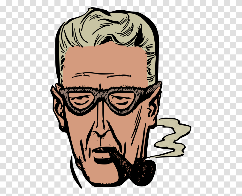 Glasses Smoking Tobacco Pipe Man Face, Musical Instrument, Person, Human, Leisure Activities Transparent Png