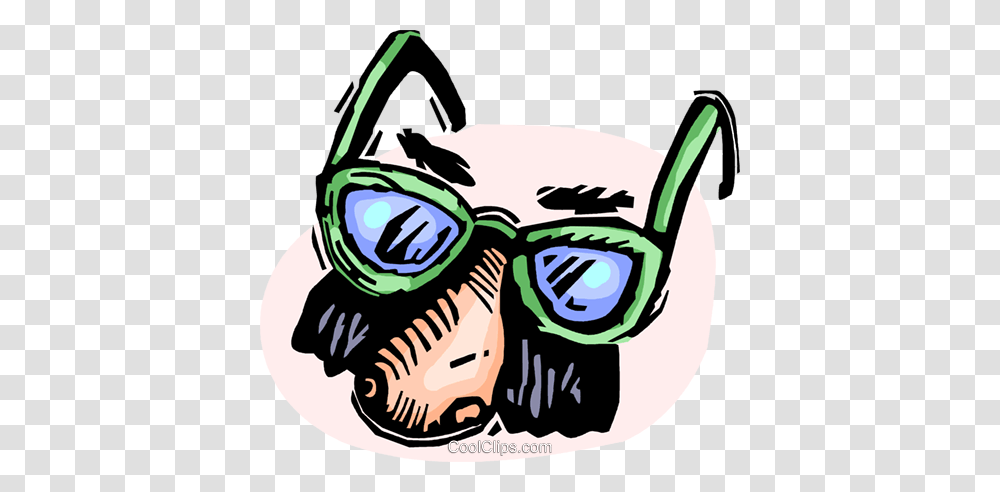 Glasses With A Fake Nose And Mustache Royalty Free Vector Clip Art, Goggles, Accessories, Accessory, Water Transparent Png