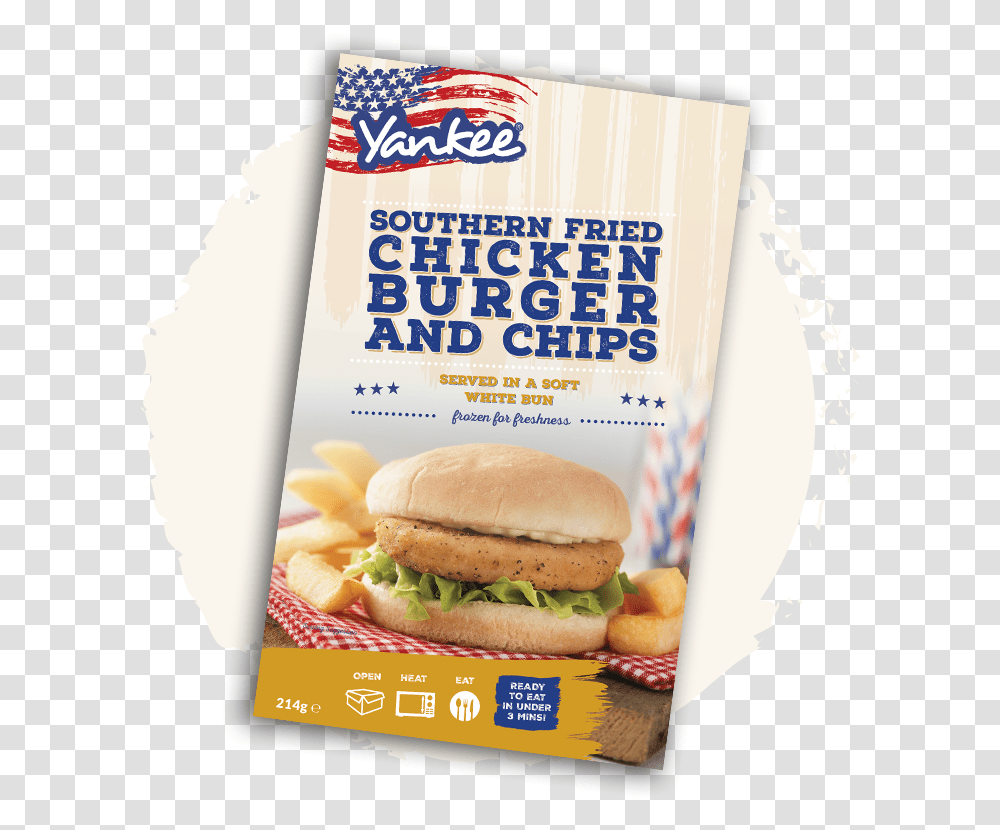 Glendale Yankee Chipmeal Chicken Burger Chips Burger And Chips Ready Meal, Food, Advertisement, Flyer, Poster Transparent Png