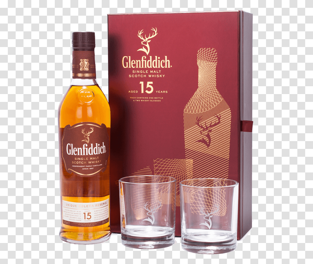 Glenfiddich 15 Year Old Solera Whisky Glass Pack Nv Glenfiddich, Liquor, Alcohol, Beverage, Drink Transparent Png