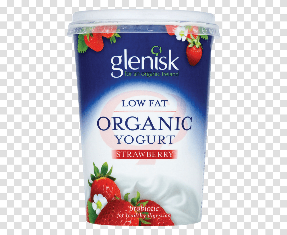 Glenisk Organic Strawberry Low Fat Yogurt 450g Low Fat Yogurt, Bottle, Plant, Food, Fruit Transparent Png