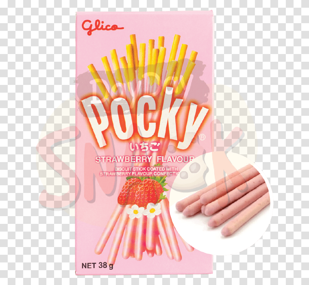 Glico Pocky Strawberry 40g Pocky, Advertisement, Flyer, Poster, Paper Transparent Png