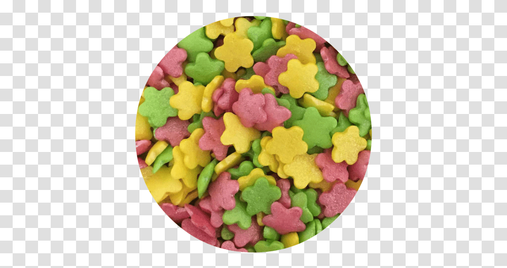Glimmer Flowers Pink Yellow & Green 100g Sweet Success Comfit, Cookie, Food, Biscuit, Sweets Transparent Png