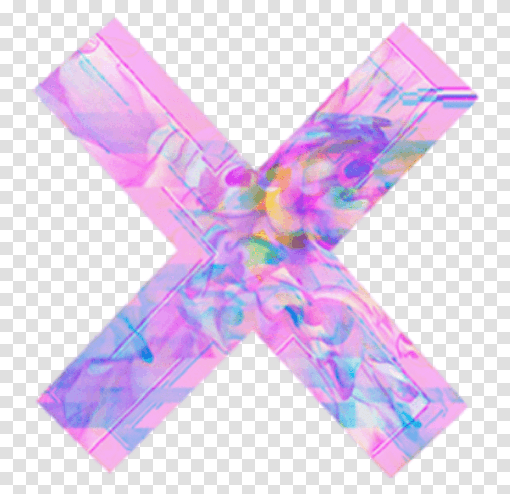 Glitch Art Pink Cross X Aesthetic, Symbol, Purple, Text, Logo Transparent Png