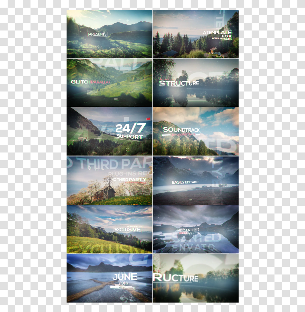 Glitch Parallax Video Opener Mount Scenery, Collage, Poster, Advertisement, Nature Transparent Png
