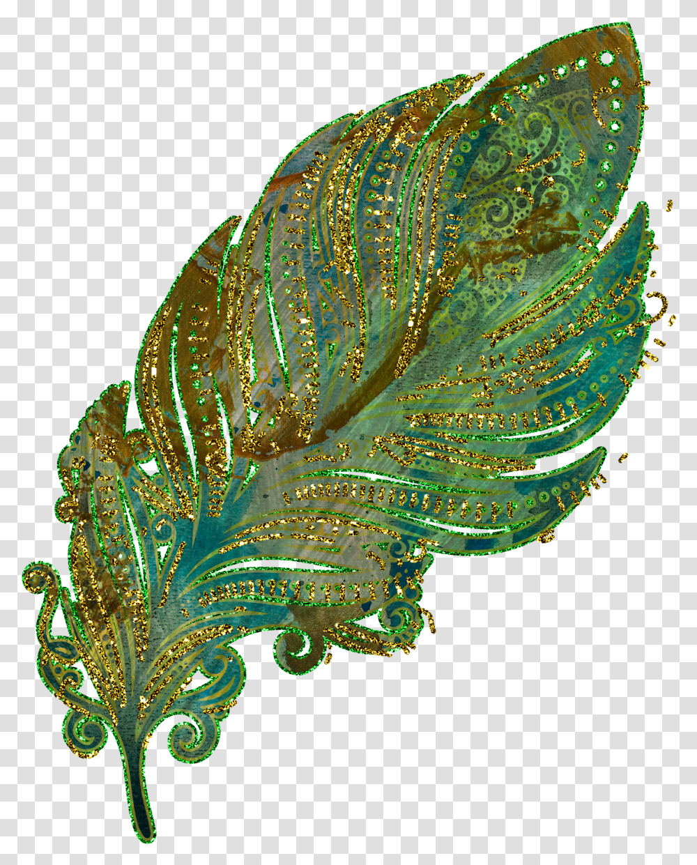 Glitter Feather, Leaf, Plant, Veins, Fractal Transparent Png