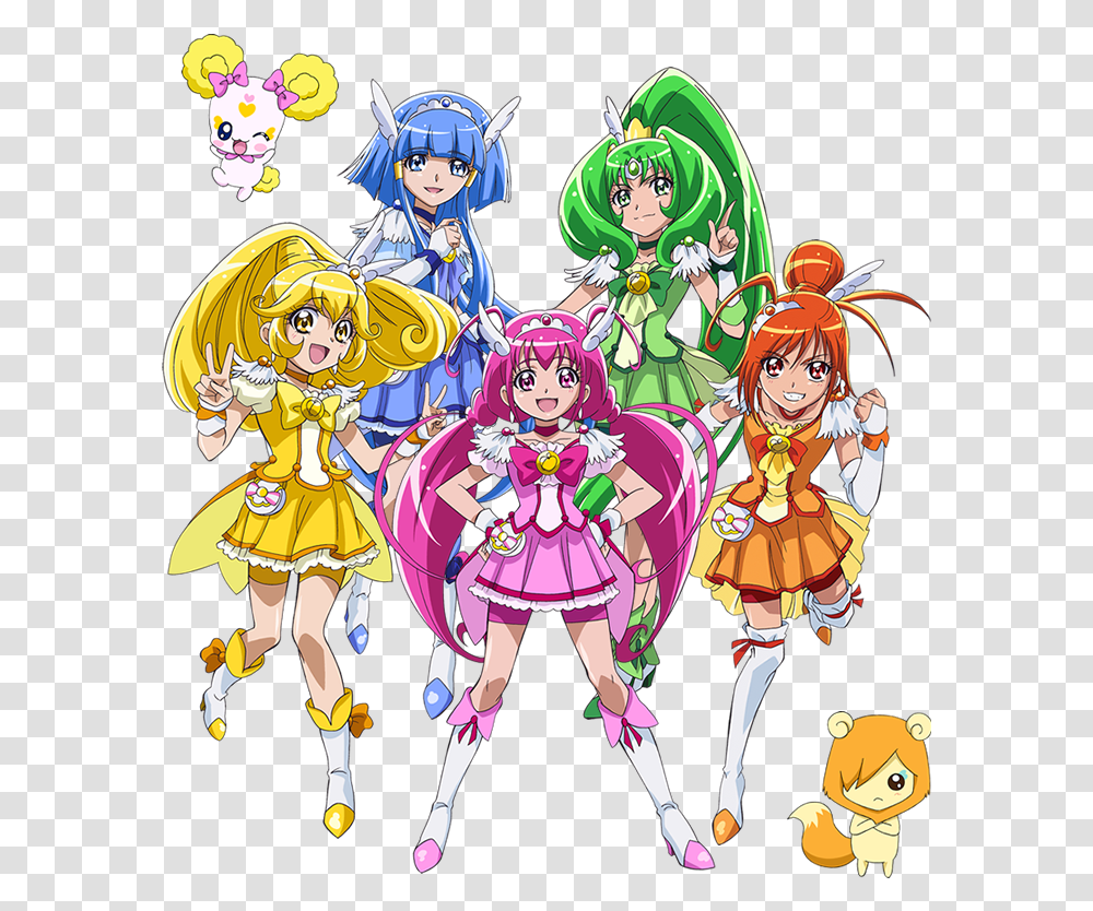 Glitter Force Main Characters Image Anime Smile, Comics, Book, Manga, Graphics Transparent Png