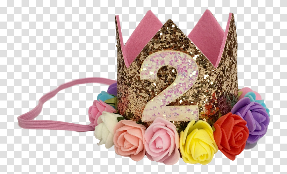 Glitter Glam 2nd Birthday Crowns Headbands Garden Roses, Apparel, Party Hat, Flower Transparent Png