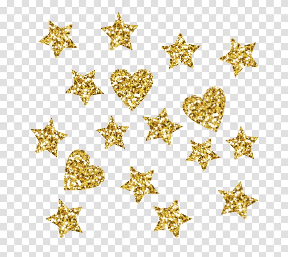 Glitter Gold Stars Hearts Madewithpicsart Motif, Lighting, Star Symbol, Diamond, Gemstone Transparent Png
