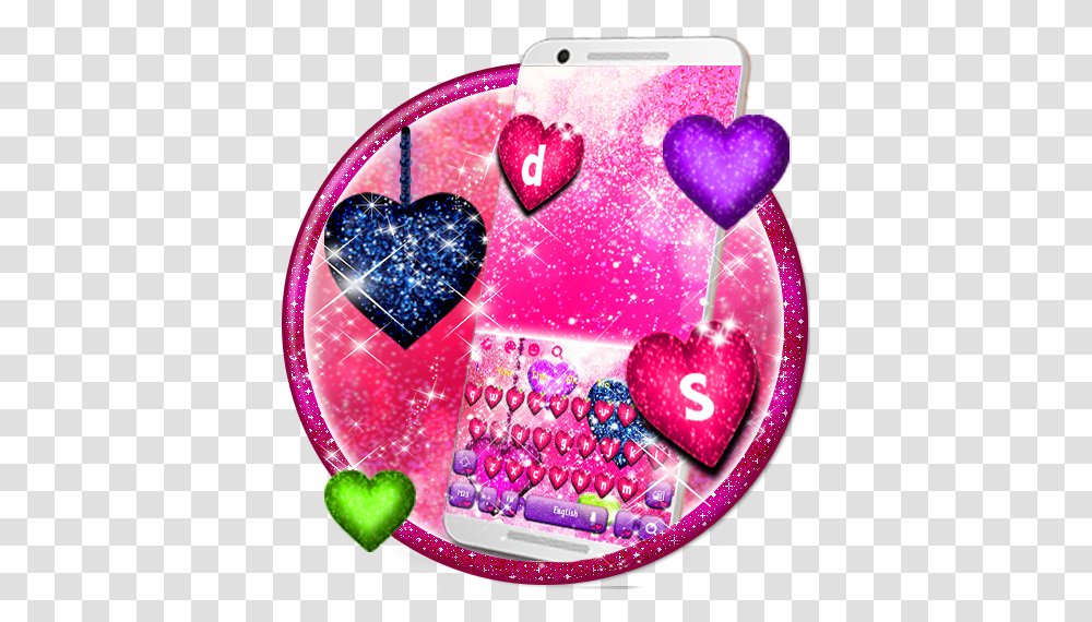 Glitter Neon Hearts Keyboard Theme Heart, Nature, Outdoors, Plant, Purple Transparent Png