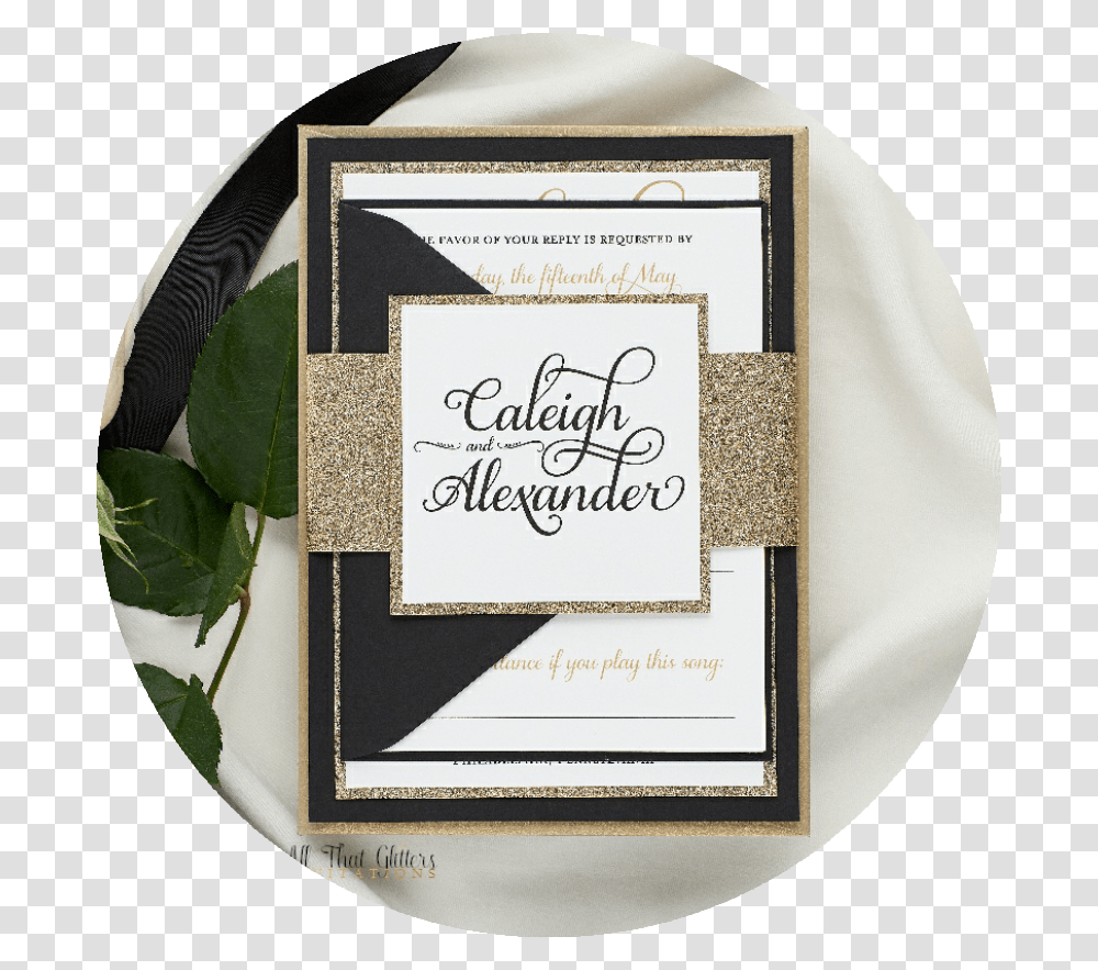 Glitter Wedding Invitations Picture Frame, Handwriting, Label, Plant Transparent Png