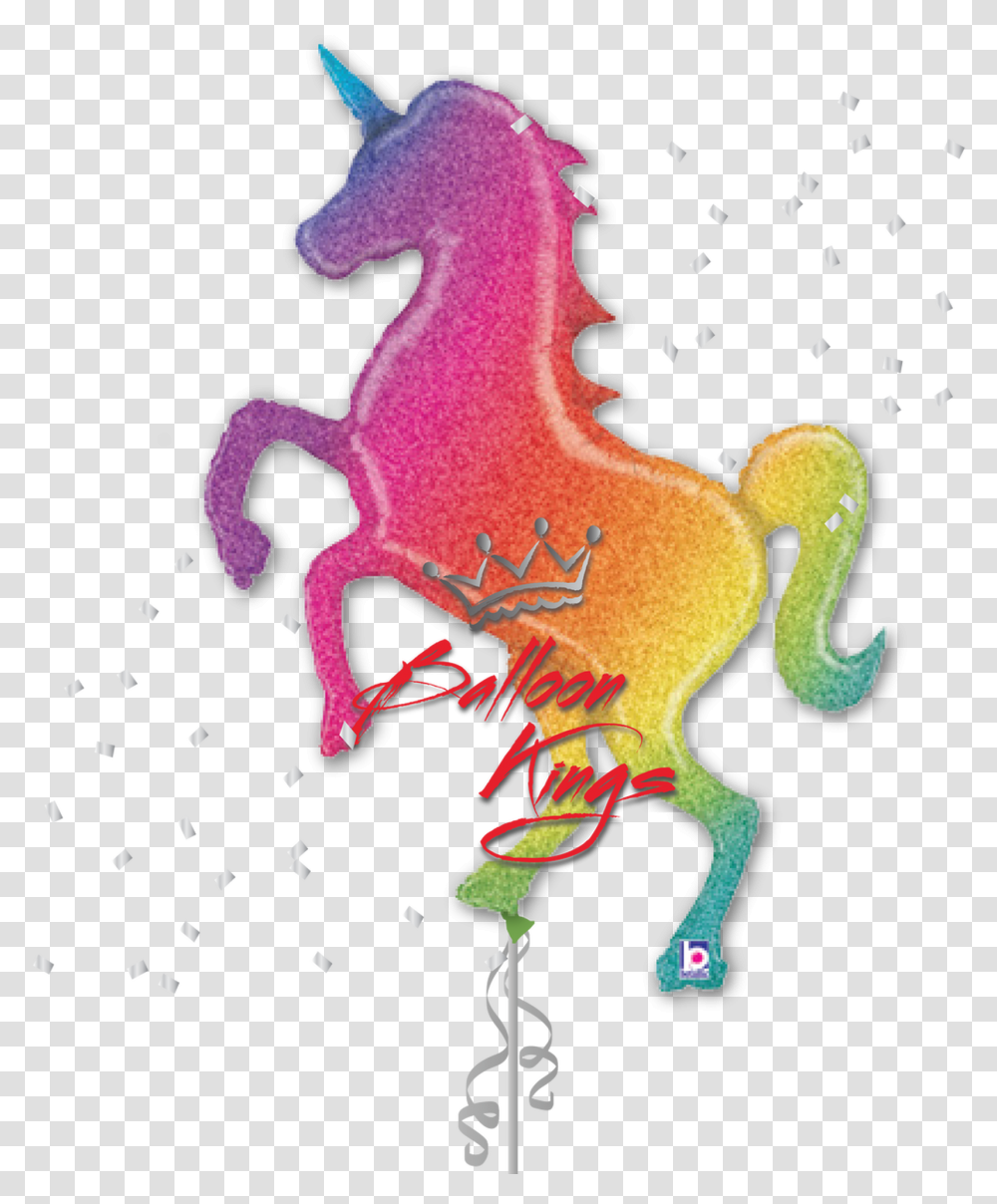 Glittering Rainbow Unicorn 54 Unicorn Balloon, Leisure Activities, Animal Transparent Png