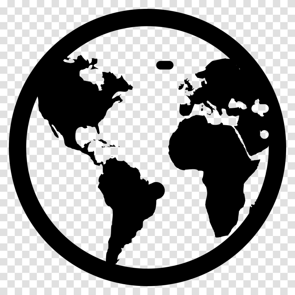 Globe Black And White Earth Icon Free, Outer Space, Astronomy, Universe, Planet Transparent Png
