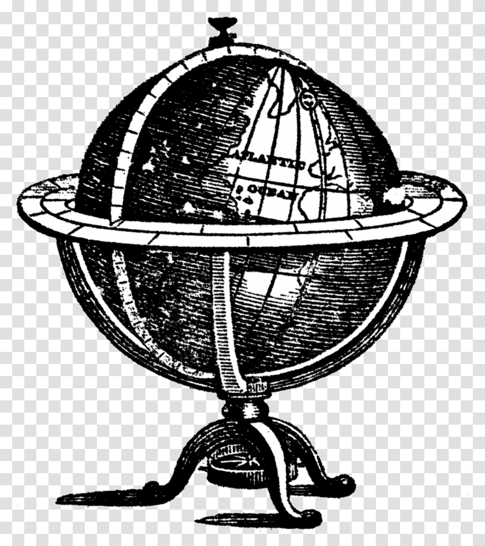 Globe Clipart Steampunk Free On Antique Globe Black And White, Lamp, Outer Space, Astronomy, Universe Transparent Png