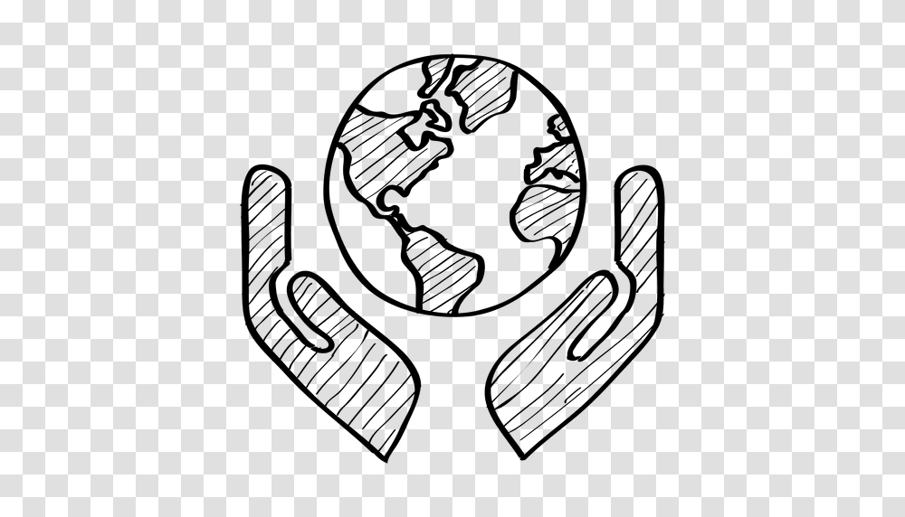 Globe On Hands Doodle, Logo, Trademark, Recycling Symbol Transparent Png