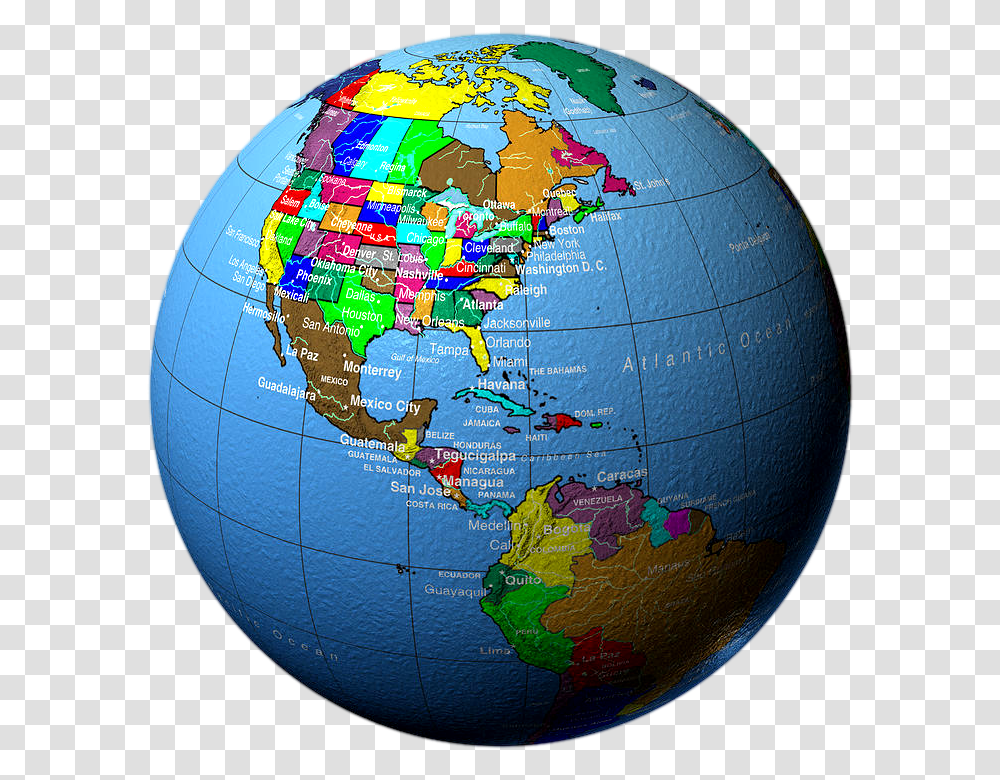 Globe Showing North America And Central America City, Outer Space, Astronomy, Universe, Planet Transparent Png
