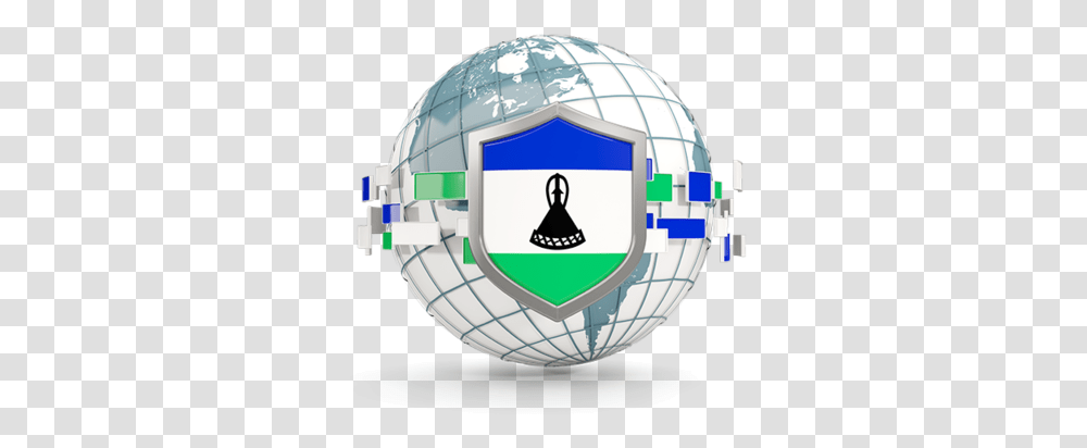 Globe With Shield Lesotho Flag, Helmet, Apparel, Sphere Transparent Png