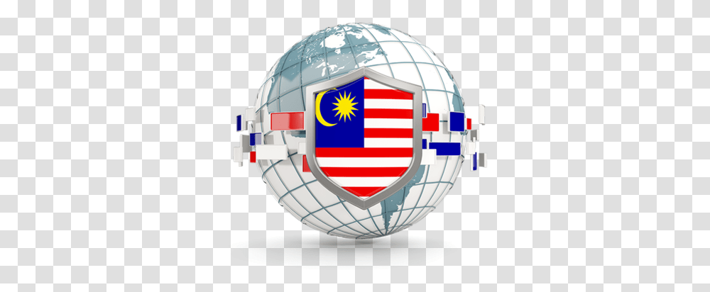 Globe With Shield Malaysia Flag Globe, Helmet, Apparel, Sphere Transparent Png