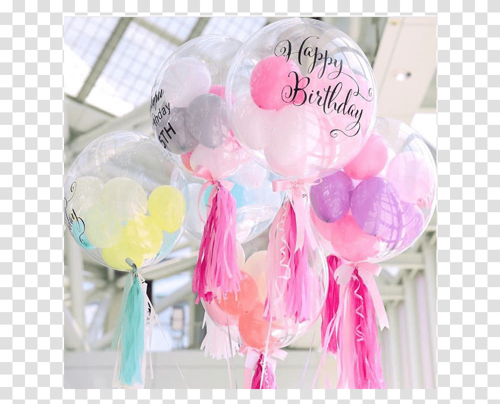 Globos Burbuja Con Plumas, Ball, Balloon, Birthday Party, Sweets Transparent Png