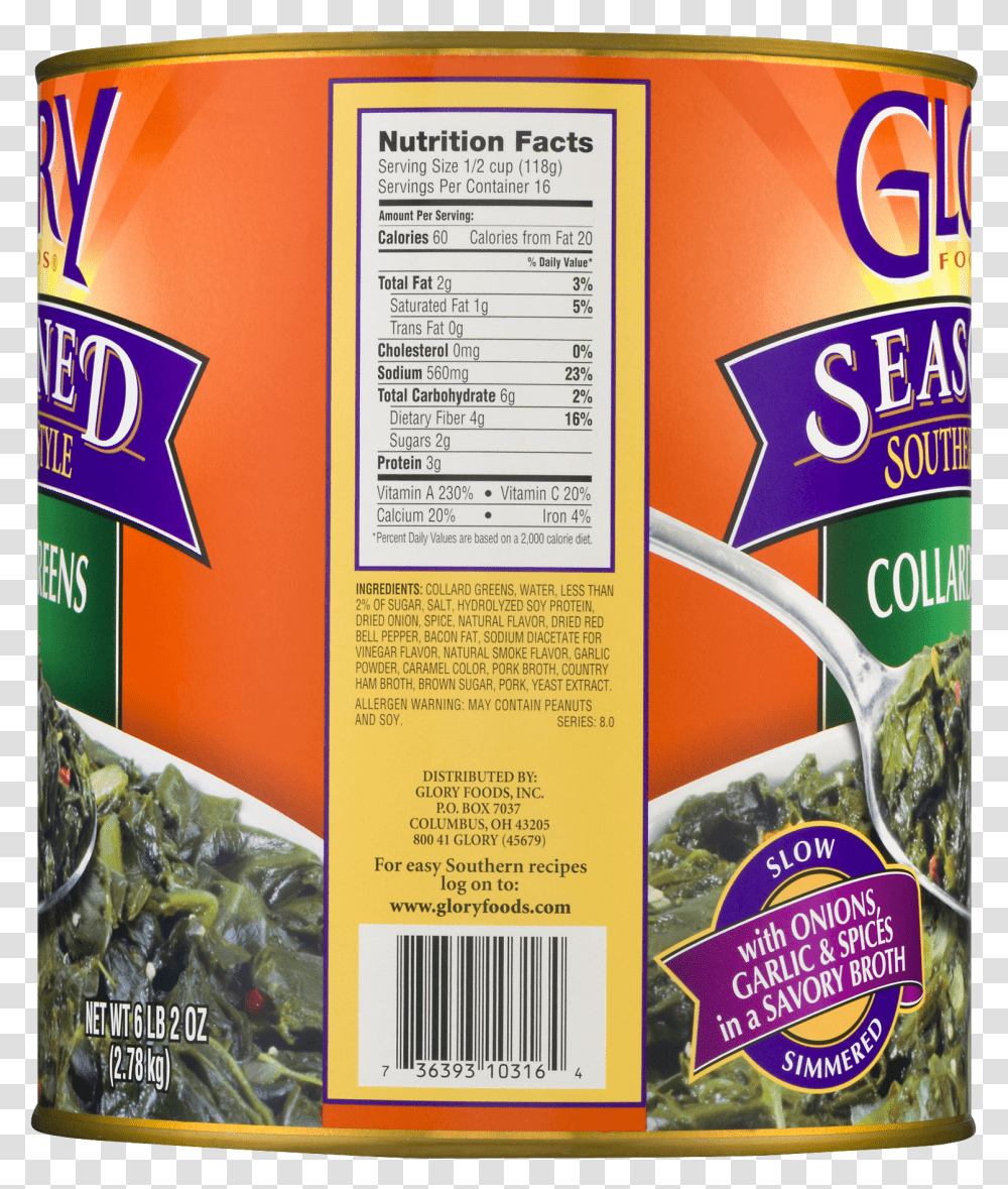 Glory Collard Greens Nutrition Facts Transparent Png