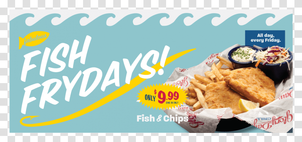 Glory Days Grill Promotional Banner For Fish Fry Friday French Fries, Food, Bread, Snack, Lunch Transparent Png