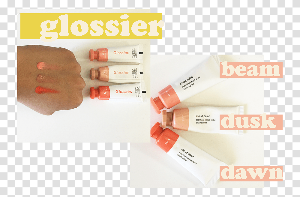 Glossier Cloud Paints Swatches Colors New Review Orange, Cosmetics, Word, Person, Human Transparent Png
