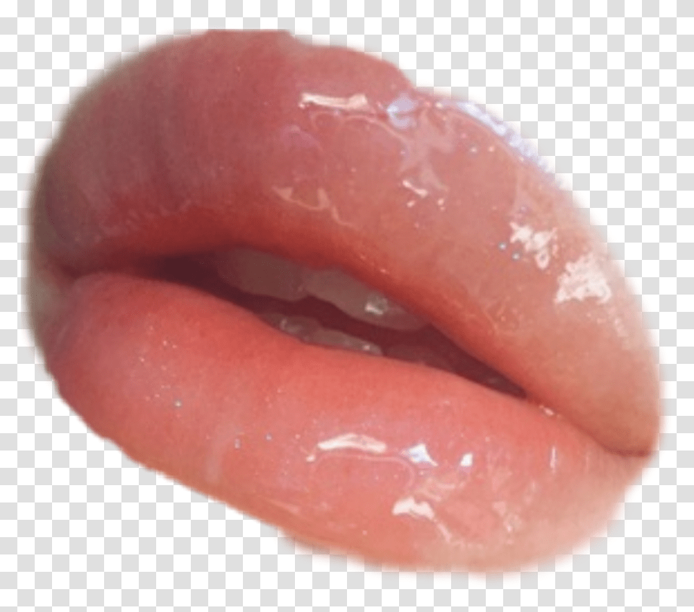 Glossy Lips Natural Aesthetic Close Up, Mouth, Tongue, Ketchup, Food Transparent Png
