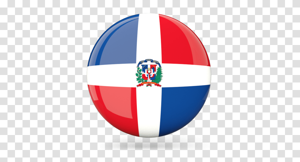 Glossy Round Icon Illustration Of Flag Of Dominican Republic, Balloon, Logo, Trademark Transparent Png