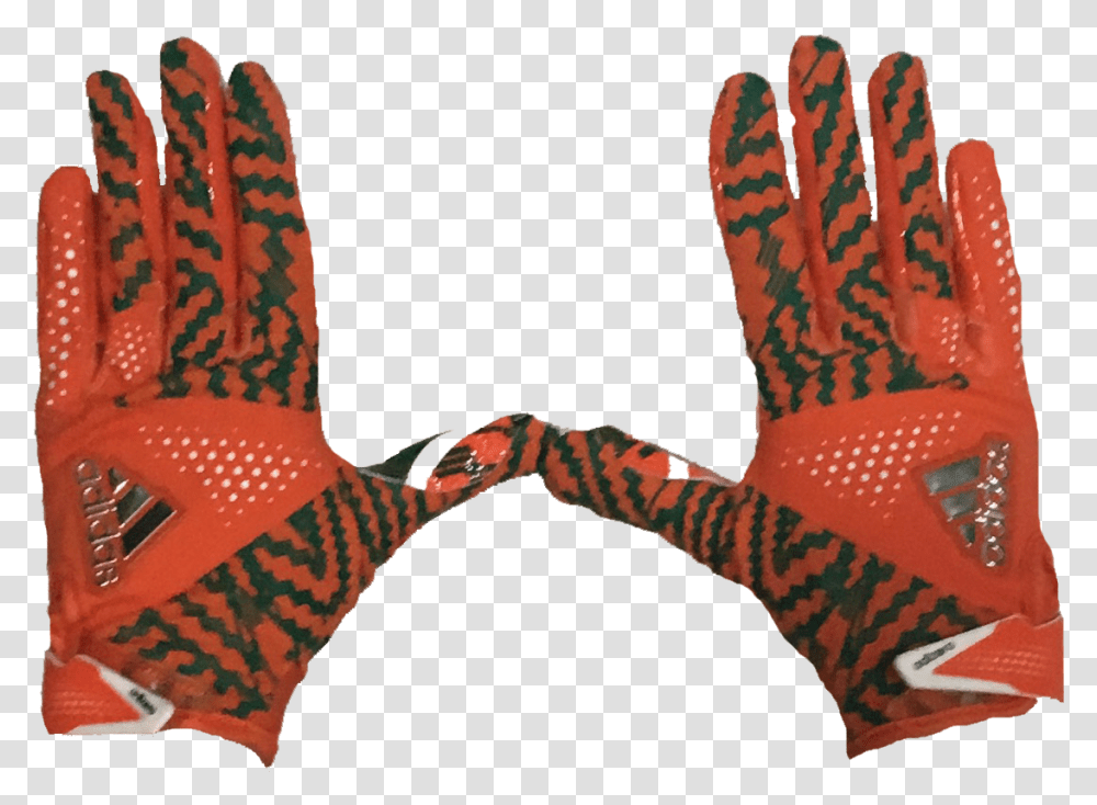 Gloves Miami Hurricanes Adizero By Adidas Football Miami Hurricanes Adidas Football Gloves, Clothing, Apparel, Footwear, Skin Transparent Png