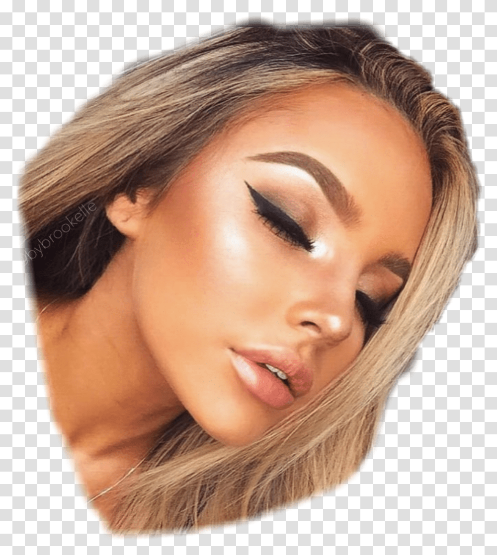 Glow Eyeliner Makeup Highlight Skin Dewy Tumblr Cute Girls With Makeup, Face, Person, Human, Head Transparent Png