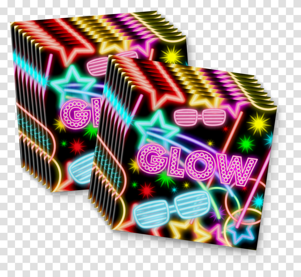 Glow Light Neon Birthday Party Tableware Kit For 16 Graphic Design Transparent Png