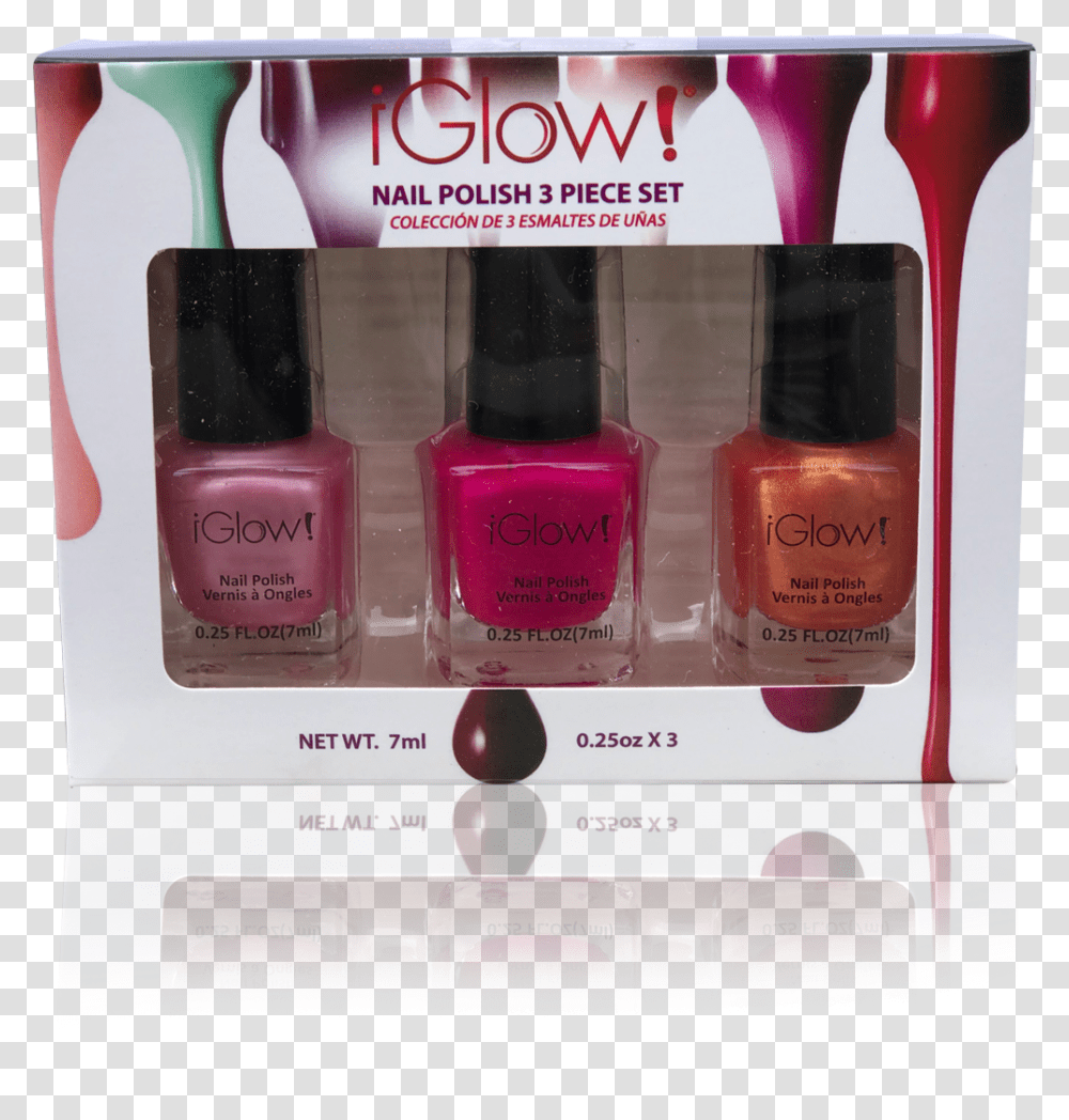 Glow Nail Polish 3 Piece Set, Cosmetics, Bottle, Perfume, Lipstick Transparent Png