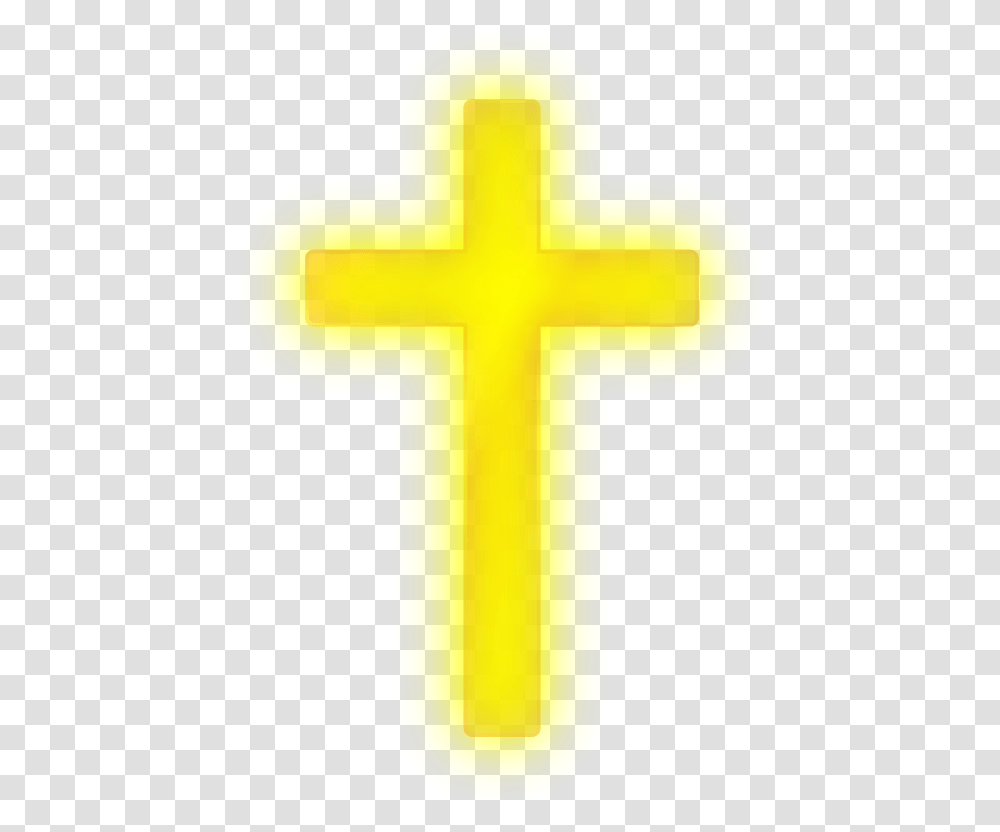 Glowing Cross Background Yellow Cross Black Background, Symbol, Crucifix Transparent Png