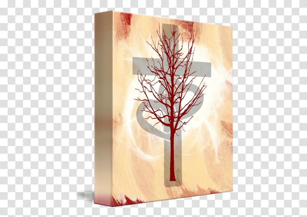 Glowing Cross Two Hearts Red Tree By Jessica Hughes Maple, Canvas, Modern Art, Greeting Card, Mail Transparent Png